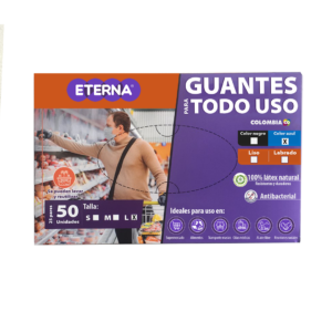 GUANTE LATEX AZUL TODO USO CORTO T. L x 50 Unds. ETERNA