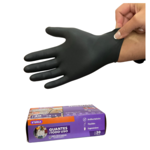 GUANTE LATEX NEGRO TODO USO CORTO T. M x 20 Unds. ETERNA